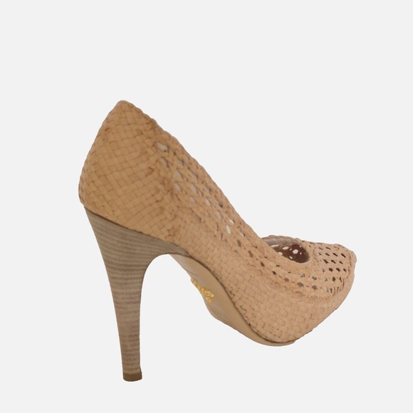 New Prada Woven Leather Platform Pumps Shoes - Picture 3 of 8